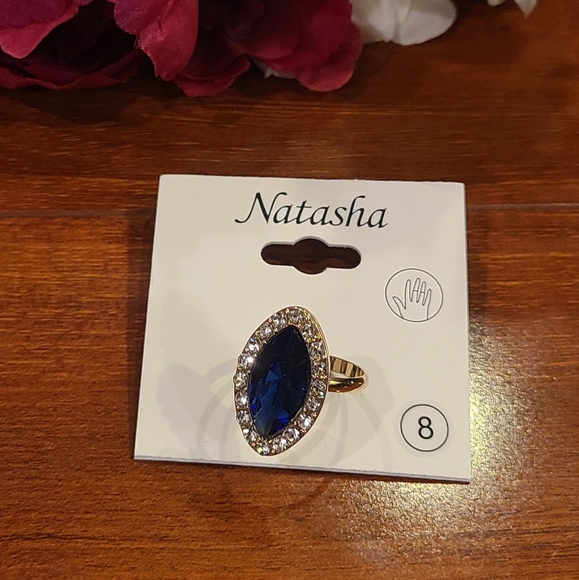 Natasha Blue Stone Ring Size 8 - Picture 1 of 5